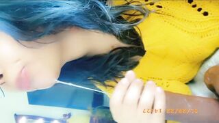 Thick bitch sucking off strap