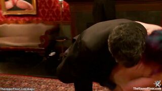 Slaves flogged and anal screwed at party