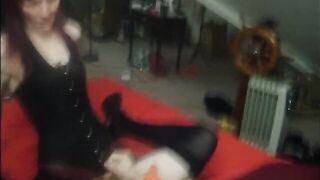 Sultry Hot Dominates Sissy Hubby with Fake-Cock