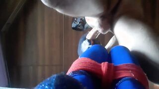 I bound up my ex-wife on a sofa and throated for several minutes. Then i creampie on her face and