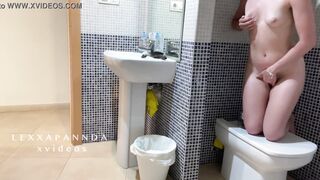 I'm masturbating into the toilet and my stepsister comes inside