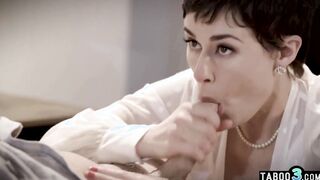 Huge boobed mom home care pro Olive Glass fucking her