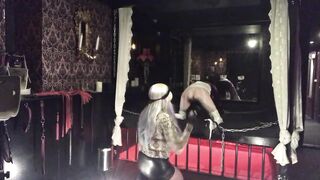 Domina kicks, plays and fucks the slave Women anal
