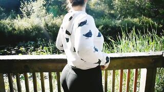 big booty cougar exhibitionist grind her twat at a public