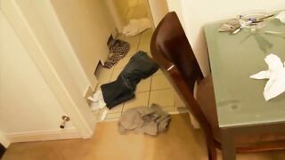 Dazzling blonde teenie rammed deep doggy style in her lingerie
