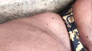 Excites her to piss and play with her inside outdoor