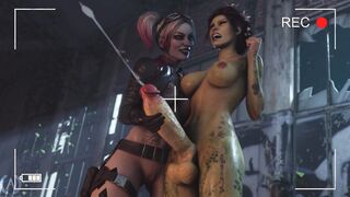 Freaky Glamorous Harley Quinn Offer Hand Job for Poison-Ivy's Monster Futa Dick - Big Cum Shot!