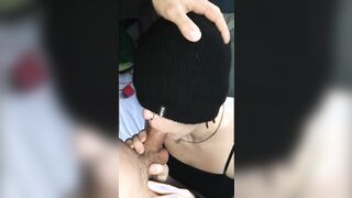 Submissive GOTHIC chick Blows Huge Cock for Facial Cum Shot