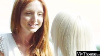 Incredible Sexy Ginger and Cutie blonde see their made strip before