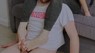 Foot posing led him slowly to cum on my soles