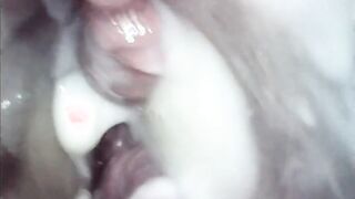 with the help of a toy with a camera, we filmed a fantastic journey in the snatch. creampussy