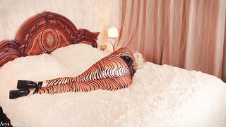 submissive gagged bondaged woman - blonde cougar inside spandex