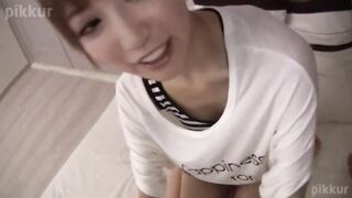Makoto Yuuki, masturbating while blowing penis and bukkake on sperm