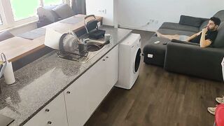 I screwed my maid dressing an apron with anal plug