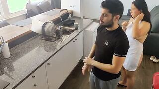I screwed my maid dressing an apron with anal plug