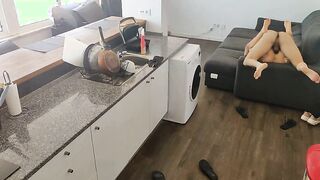 I screwed my maid dressing an apron with anal plug
