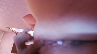 my cuckold takes off and cleans snatch after girlfriend