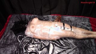 Mummified with dildo leads to multiple orgasms. Full scene