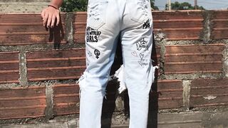 she likes to pissing inside her jeans. and she doesn't care who sees her