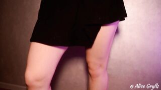 sexy Dark Haired into a short skirt Masturbates her Super twat