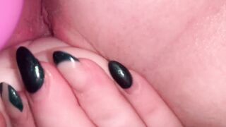 Tribbing my boyfriends dildo, groaning and cumming rough
