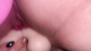 Tribbing my boyfriends dildo, groaning and cumming rough