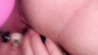 Tribbing my boyfriends dildo, groaning and cumming rough
