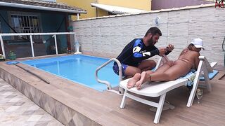 My hubby went to work, and the pool man came