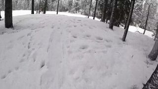 hot blonde into the mid of the snow storm