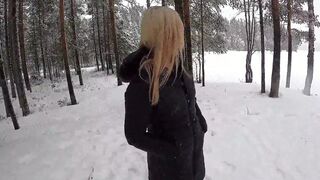 hot blonde into the mid of the snow storm