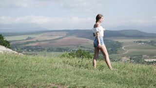Stunning 18 Year Old Merging with Nature Finger Fucked Her Cunt Outdoor