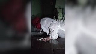 bimbo on stairs piss and lick