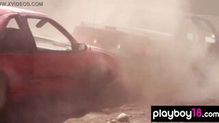 Naked badass chinese Hottie Julri Waters and her GFs racing