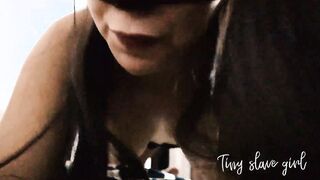 18 Year Old loves having her lips full of milk after a