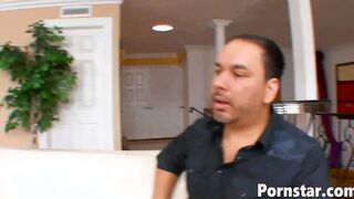 Housewife Lynn Love Inside Fishnet Blows Another Dude's Cock