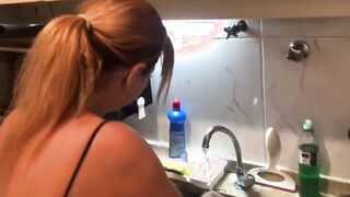 Young nephew watching his Bae booty aunt washing the dishes