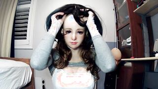 Emily's Masks Pt4! Female mask Emily unmasks from her kigurumi mask Celli! Masks into her doll mask!