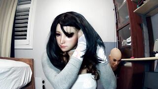 Emily's Masks Pt4! Female mask Emily unmasks from her kigurumi mask Celli! Masks into her doll mask!