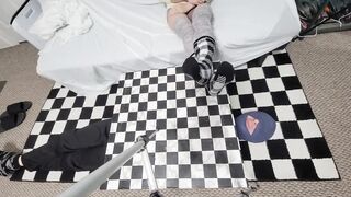 Mummified Blowjob Stuffed with Fuzzy Sock