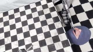 Mummified Blowjob Stuffed with Fuzzy Sock