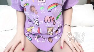 Blonde 19 year old with a juicy fat butt blows penis