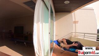 Thin amateur red haired Thai 19 yo Cherry boned by a huge