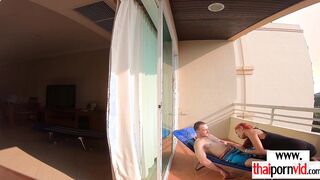 Thin amateur red haired Thai 19 yo Cherry boned by a huge