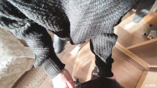 Stunning Woman Tried on Leather Leggings and Asked to POUNDED
