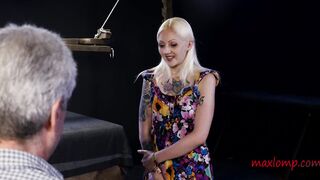 Poor Blonde Hot Women is Caned on Her Butt