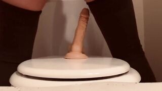 Amazingly Hot Lonely Mom Ride her Sex Toy Inside Hotel Wc Wishing for real dick