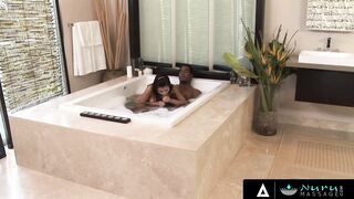 NURUMASSAGE hot eastern Masseuse Lets Her Talkative Client Pound Her