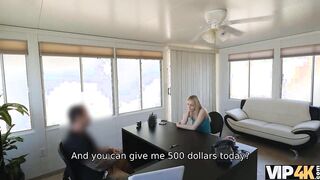 VIP4K. Blonde hot cant pay rent so she goes to