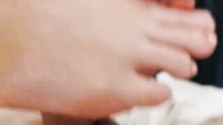 AGGRESSIVELY trying to MAKE thick dick rough after sucking off a LONG load all over Hot TOES and FOOT!