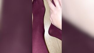 legs inside tights. big legs. kapron pantyhose. toejob.